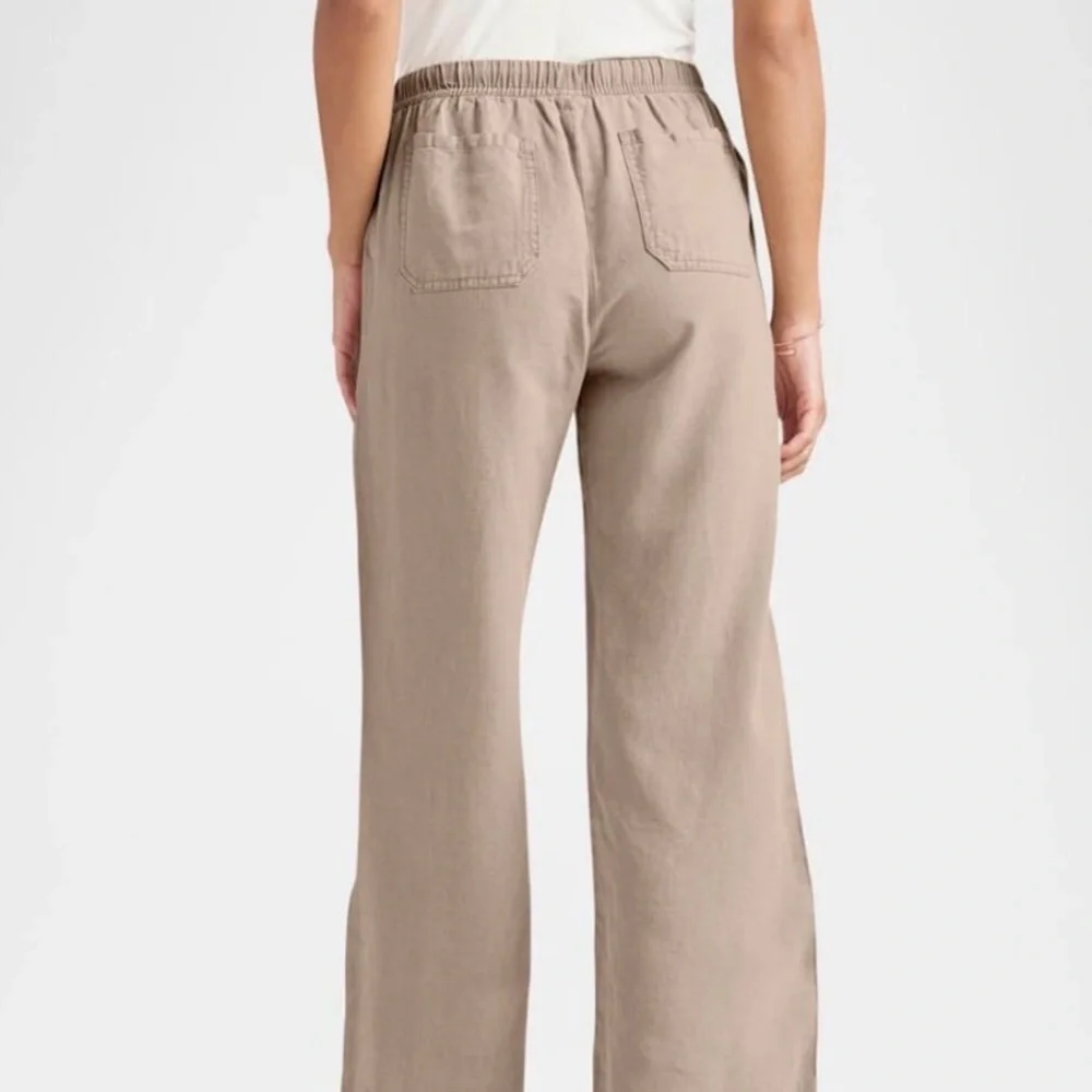 Splendid Sorrento Linen Pants M Almond Women's Wide Leg Ankle Casual Career